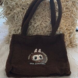 Labubu Brown Furry Tote Bag